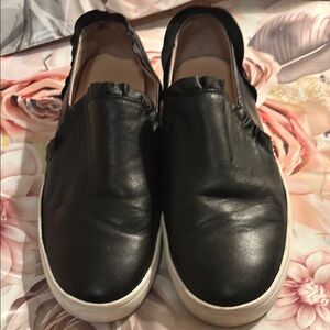 Kate Spade Black Leather Slip-On Sneakers